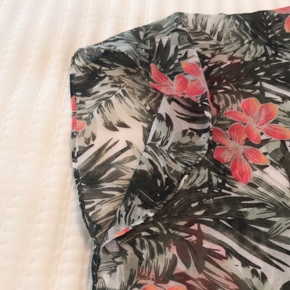 Just Be Tropical Floral Open Front Swim Coverup One Size Palm Leaf - Picture 6 of 9